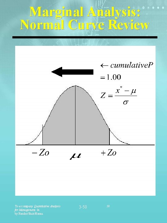 Marginal Analysis: Normal Curve Review To accompany Quantitative Analysis for Management, 9 e by