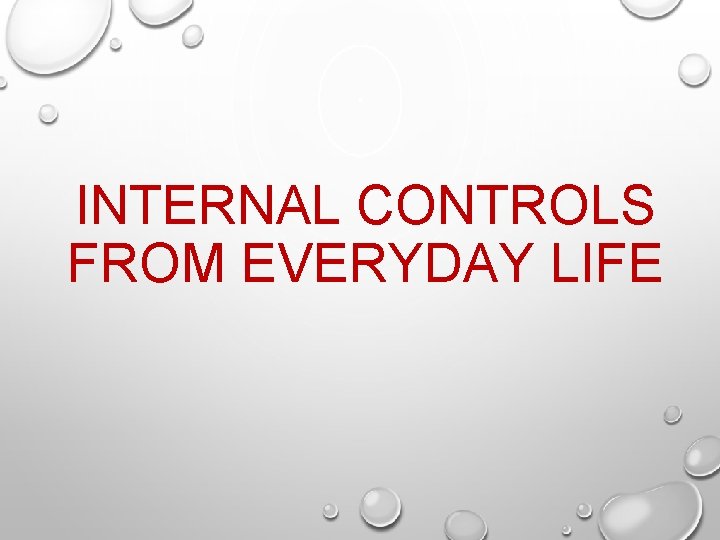 INTERNAL CONTROLS FROM EVERYDAY LIFE 