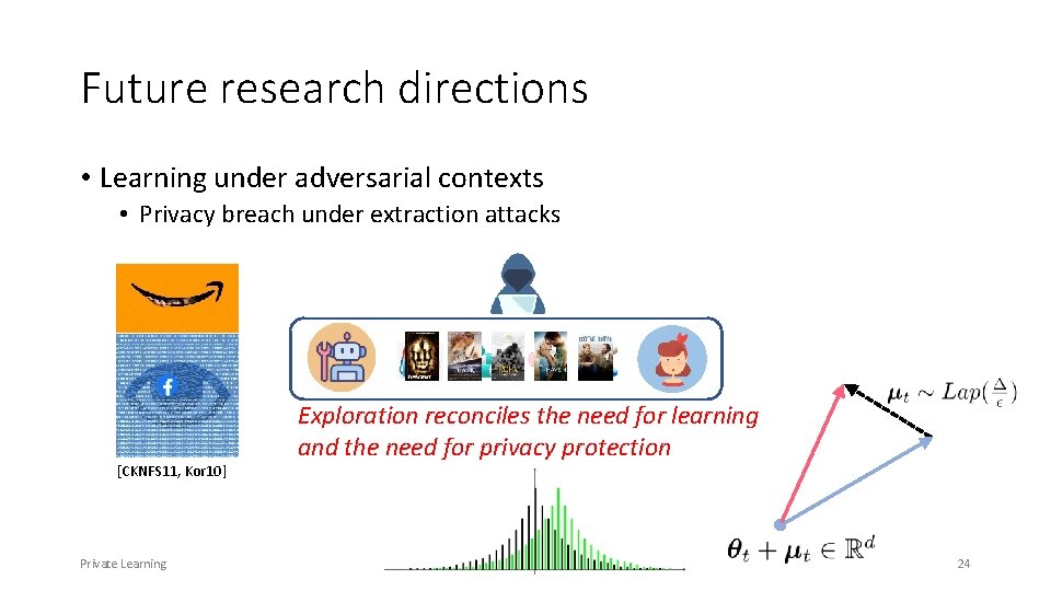 Future research directions • Learning under adversarial contexts • Privacy breach under extraction attacks