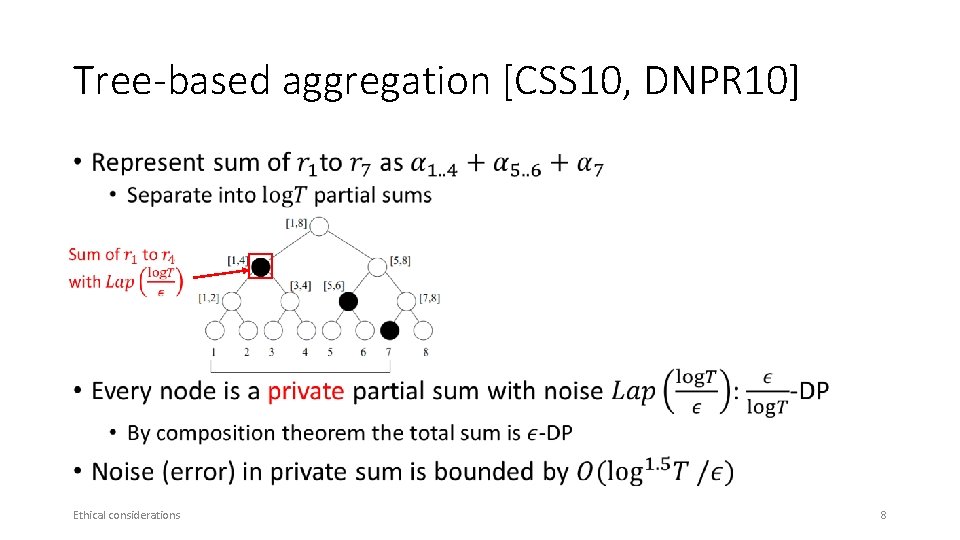 Tree-based aggregation [CSS 10, DNPR 10] • Ethical considerations 8 