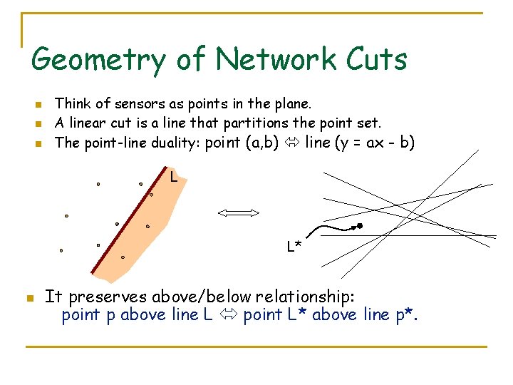 Geometry of Network Cuts n n n Think of sensors as points in the