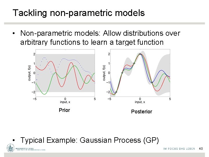 Tackling non-parametric models • Non-parametric models: Allow distributions over arbitrary functions to learn a