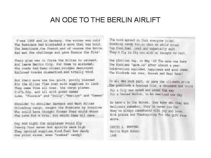 AN ODE TO THE BERLIN AIRLIFT 