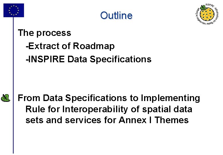 Outline The process -Extract of Roadmap -INSPIRE Data Specifications From Data Specifications to Implementing