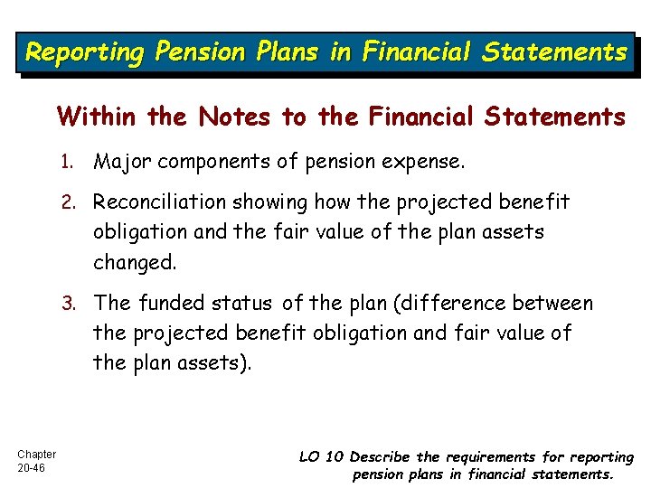 Reporting Pension Plans in Financial Statements Within the Notes to the Financial Statements 1.