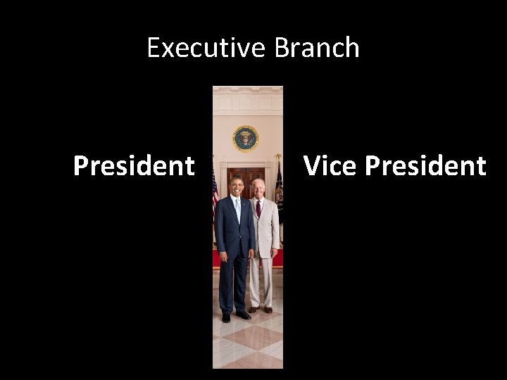 Executive Branch President Vice President 