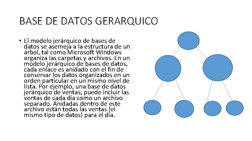 BASE DE DATOS GERARQUICO • El modelo jerárquico de bases de datos se asemeja