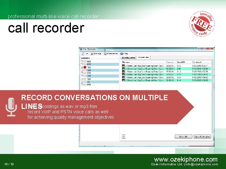 professional multi-line voice call recorder RECORD CONVERSATIONS ON MULTIPLE save recordings as wav or