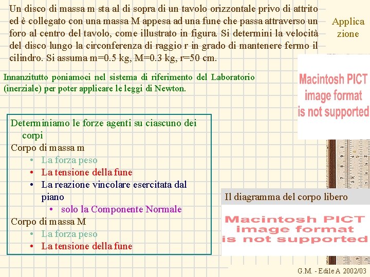 Un disco di massa m sta al di sopra di un tavolo orizzontale privo