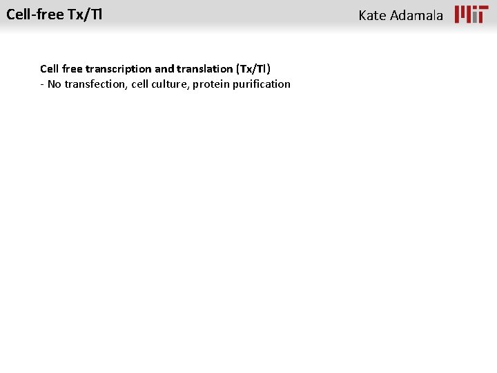 Cell-free Tx/Tl Cell free transcription and translation (Tx/Tl) - No transfection, cell culture, protein