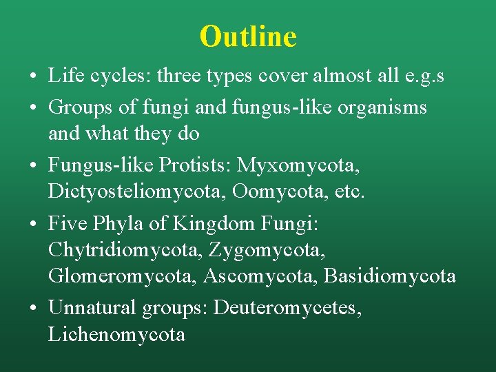 Outline • Life cycles: three types cover almost all e. g. s • Groups