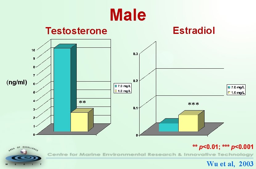 Male Testosterone Estradiol (ng/ml) ** ** p<0. 01; *** p<0. 001 Wu et al,
