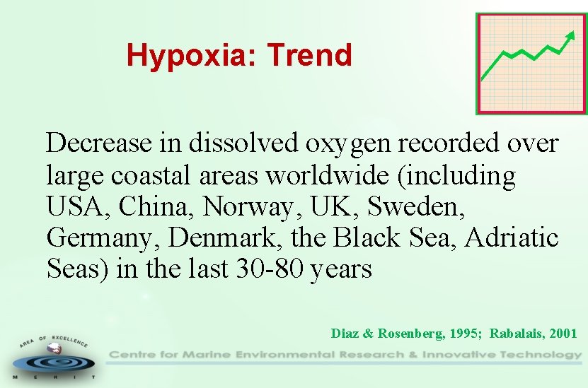 Hypoxia: Trend Decrease in dissolved oxygen recorded over large coastal areas worldwide (including USA,