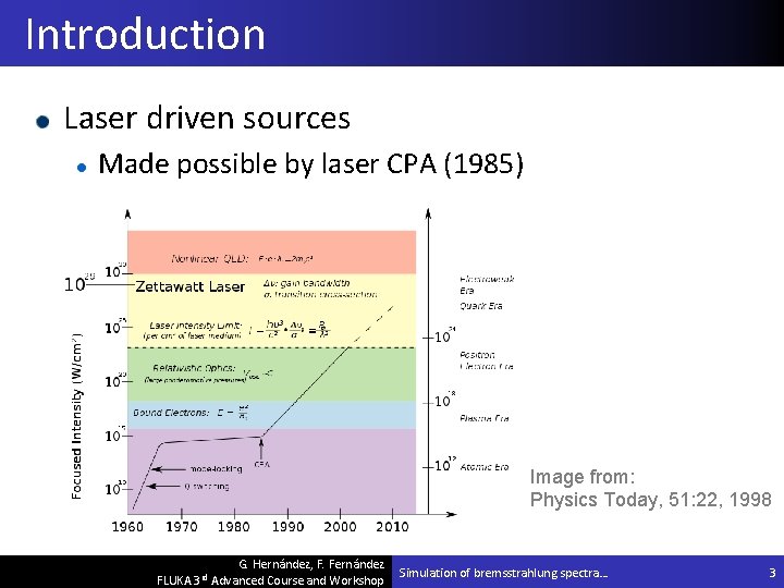Introduction Laser driven sources Made possible by laser CPA (1985) Image from: Physics Today,