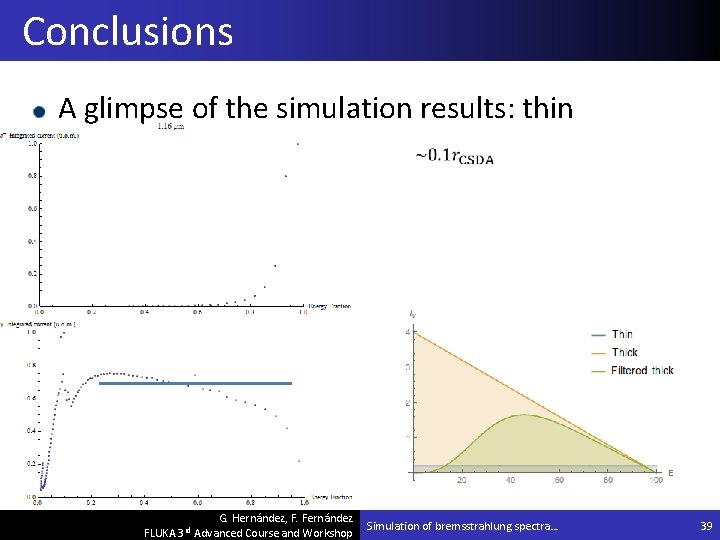 Conclusions A glimpse of the simulation results: thin G. Hernández, F. Fernández FLUKA 3