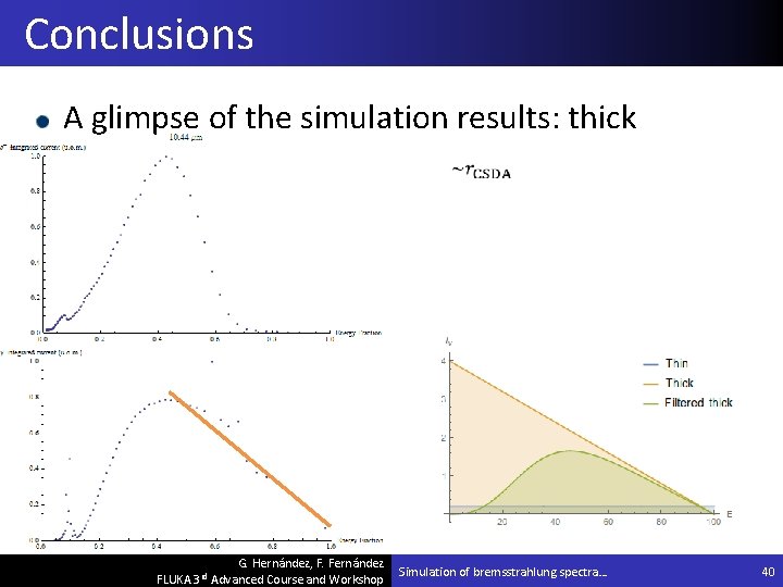 Conclusions A glimpse of the simulation results: thick G. Hernández, F. Fernández FLUKA 3