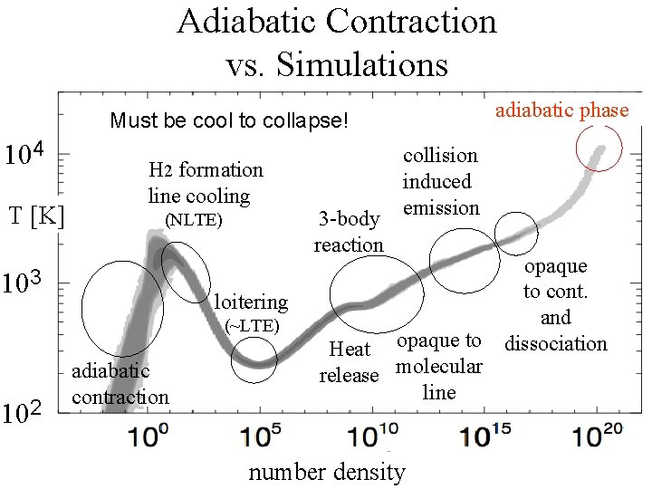 Adiabatic Contraction vs. Simulations adiabatic phase Must be cool to collapse! 104 T [K]