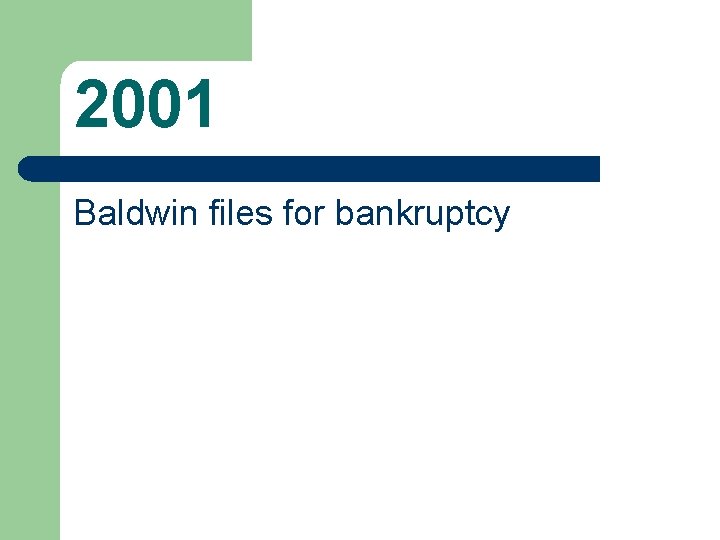 2001 Baldwin files for bankruptcy 