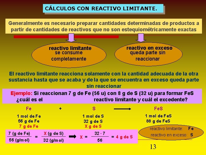 CÁLCULOS CON REACTIVO LIMITANTE. Generalmente es necesario preparar cantidades determinadas de productos a partir