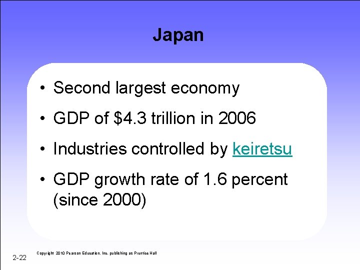 Japan • Second largest economy • GDP of $4. 3 trillion in 2006 •
