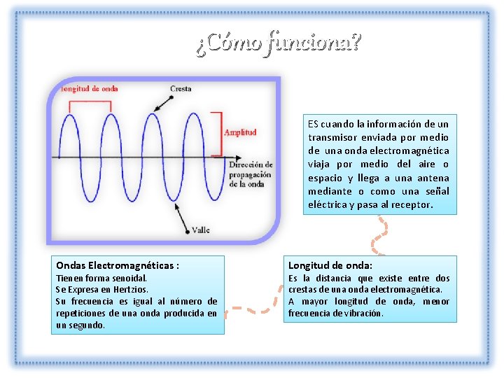 ¿Cómo funciona? ES cuando la información de un transmisor enviada por medio de una