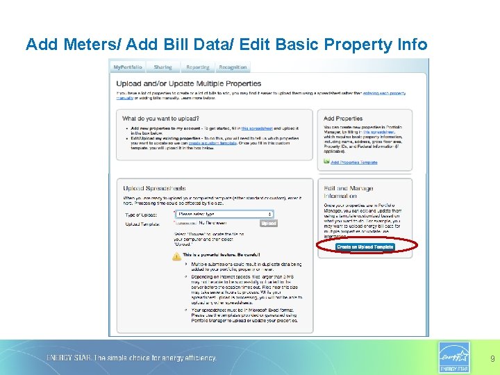 Add Meters/ Add Bill Data/ Edit Basic Property Info 9 
