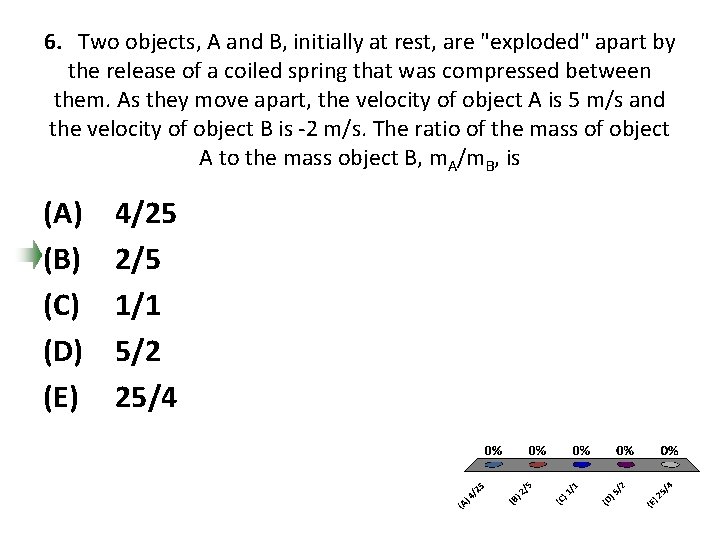 6. Two objects, A and B, initially at rest, are "exploded" apart by the