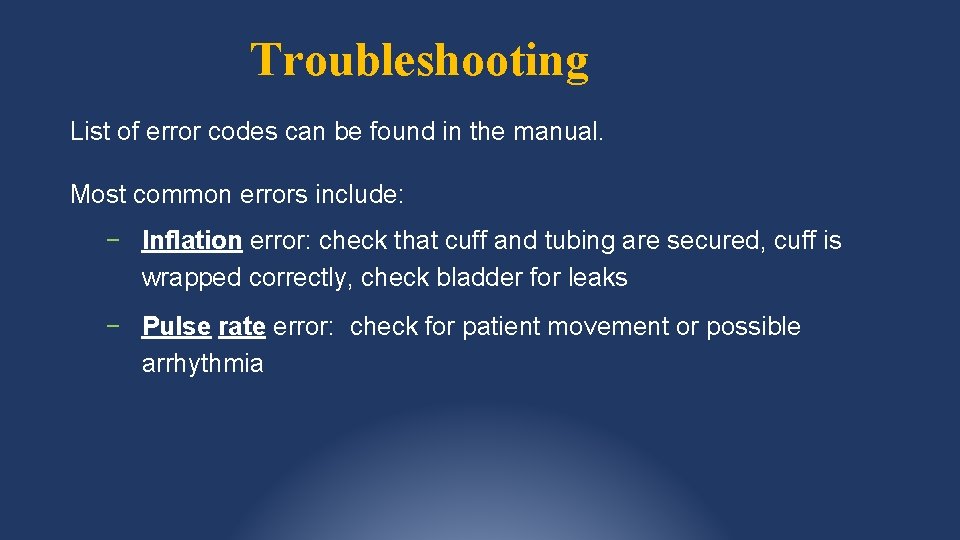 Troubleshooting List of error codes can be found in the manual. Most common errors