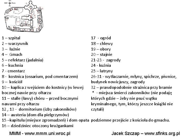 17 - ogród 1 – szpital 2 – warzywnik 18 – chlewy 3 –