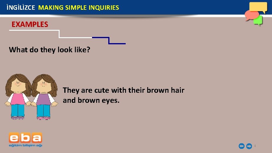 İNGİLİZCE MAKING SIMPLE INQUIRIES EXAMPLES What do they look like? They are cute with