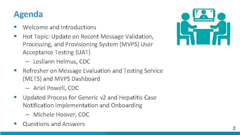 Agenda § Welcome and Introductions § Hot Topic: Update on Recent Message Validation, Processing,