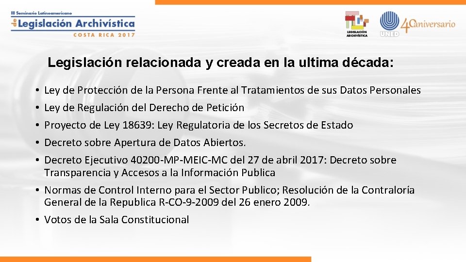 Legislación relacionada y creada en la ultima década: Ley de Protección de la Persona