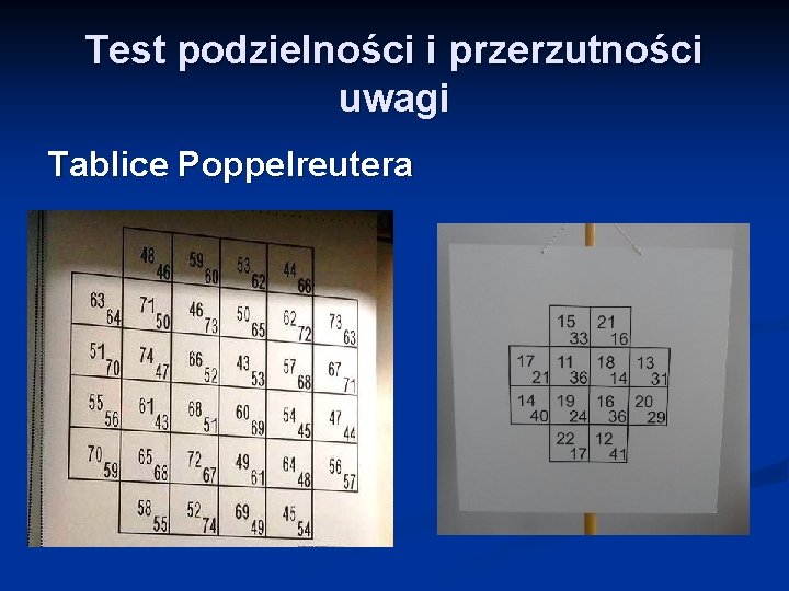 Test podzielności i przerzutności uwagi Tablice Poppelreutera 