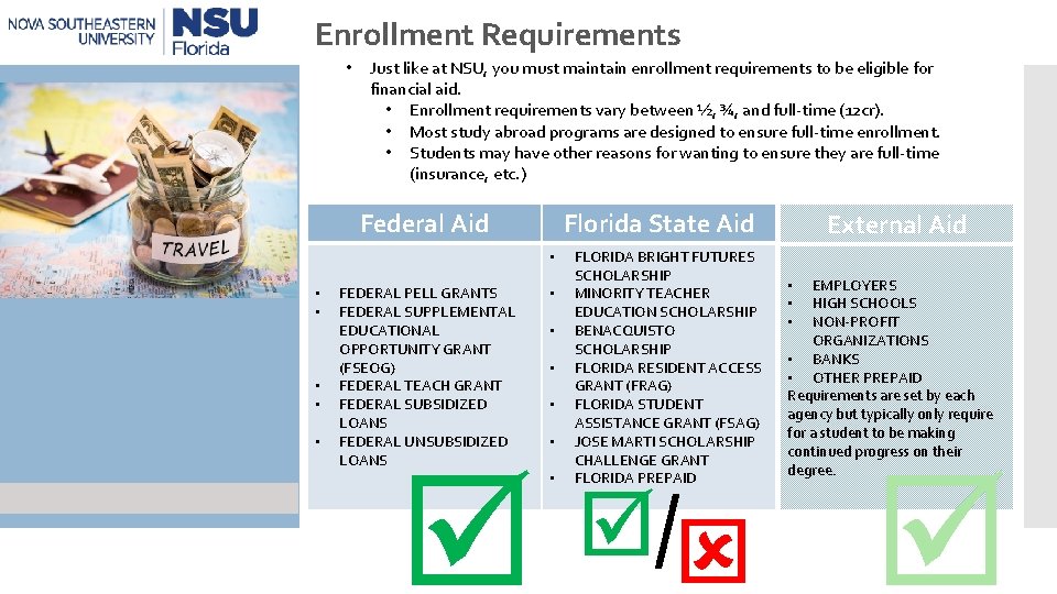 Enrollment Requirements • Just like at NSU, you must maintain enrollment requirements to be