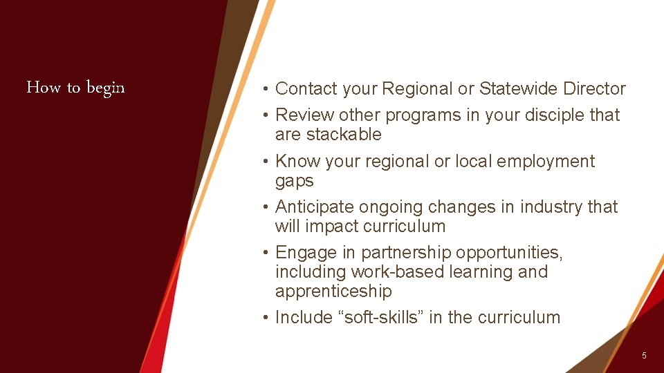 How to begin • Contact your Regional or Statewide Director • Review other programs
