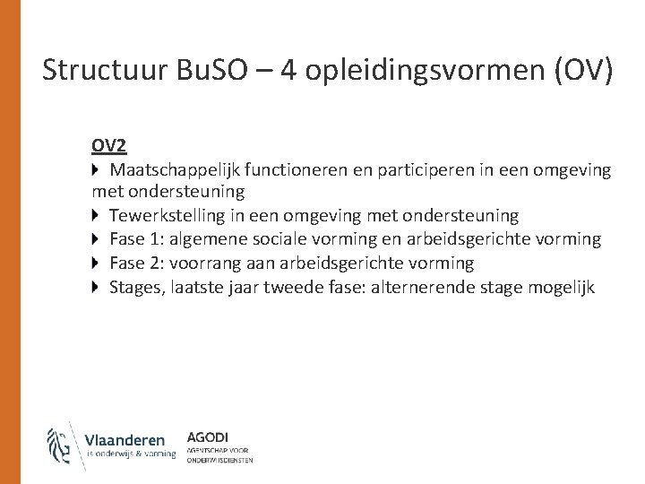 Structuur Bu. SO – 4 opleidingsvormen (OV) OV 2 Maatschappelijk functioneren en participeren in