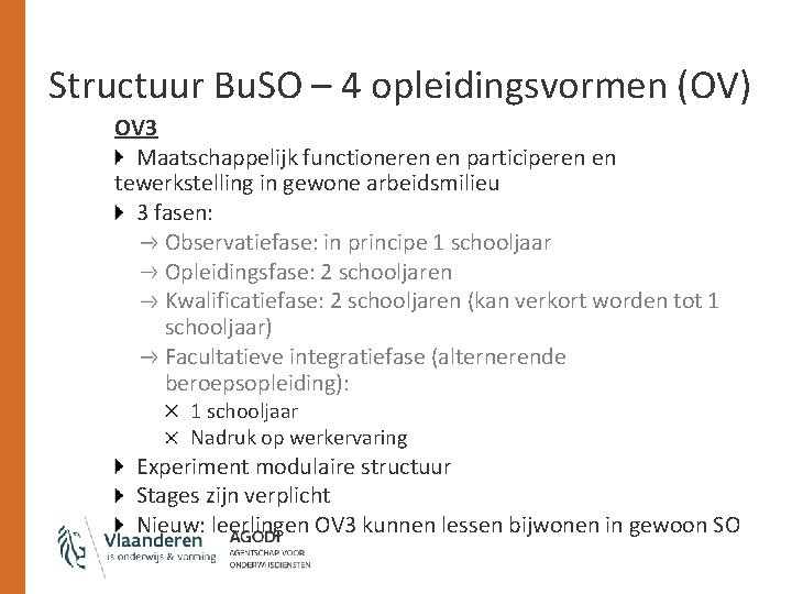 Structuur Bu. SO – 4 opleidingsvormen (OV) OV 3 Maatschappelijk functioneren en participeren en