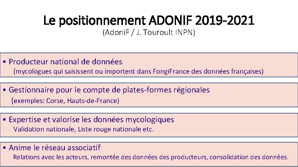 Le positionnement ADONIF 2019 -2021 (Adoni. F / J. Touroult INPN) • Producteur national