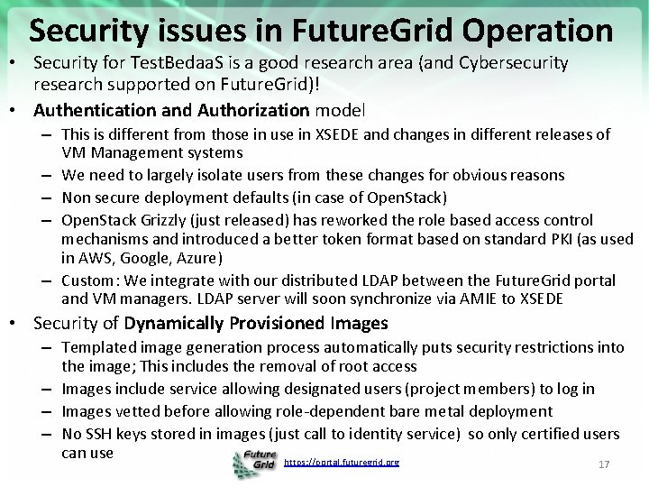 Security issues in Future. Grid Operation • Security for Test. Bedaa. S is a