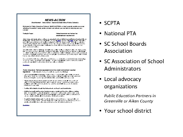  NEWS-ACTION Be Informed. Take Action. Improve Greenville’s Public Schools. Welcome to Public Education