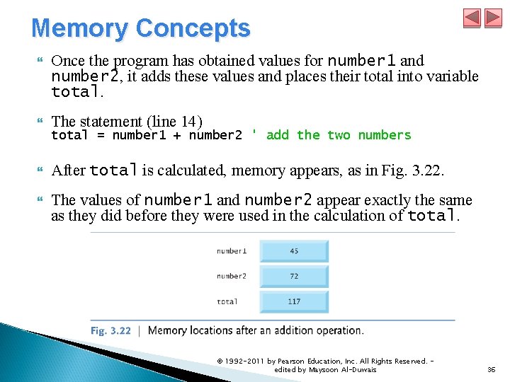 Memory Concepts Once the program has obtained values for number 1 and number 2,