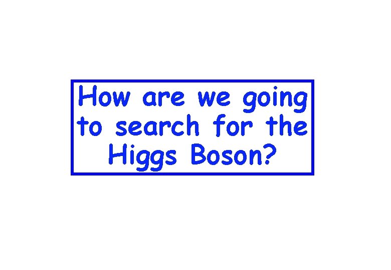 How are we going to search for the Higgs Boson? 