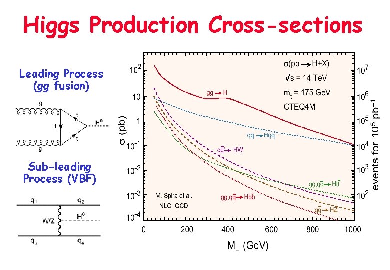 Higgs Production Cross-sections Leading Process (gg fusion) Sub-leading Process (VBF) 