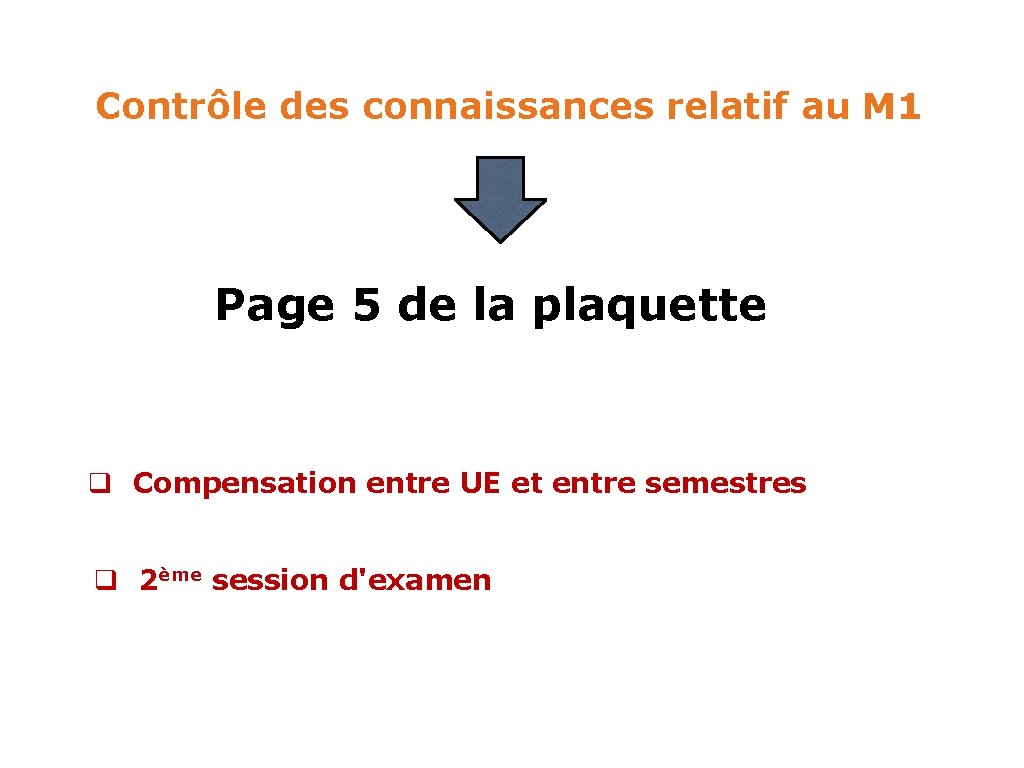 Contrôle des connaissances relatif au M 1 Page 5 de la plaquette q Compensation