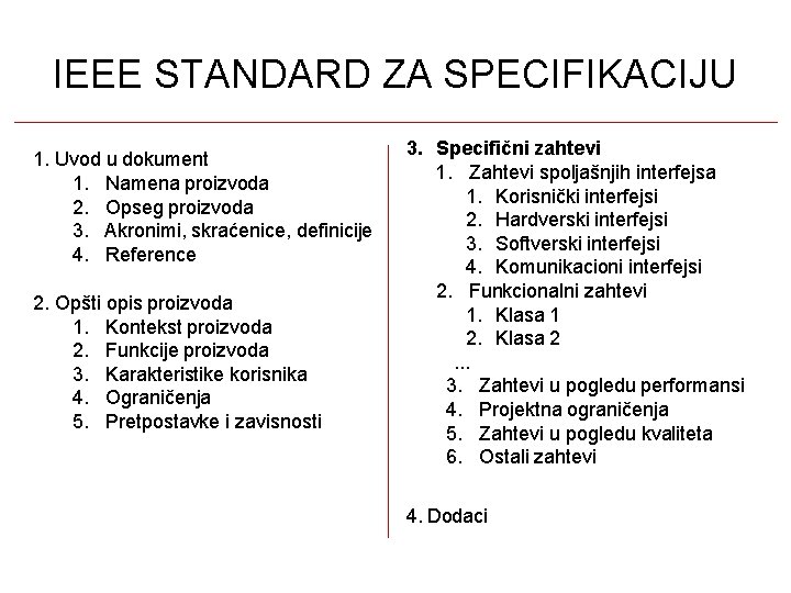 IEEE STANDARD ZA SPECIFIKACIJU 1. Uvod u dokument 1. Namena proizvoda 2. Opseg proizvoda