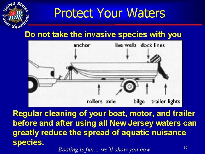 Protect Your Waters Do not take the invasive species with you Regular cleaning of