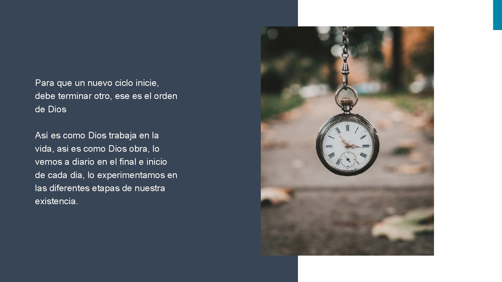 Para que un nuevo ciclo inicie, debe terminar otro, ese es el orden de