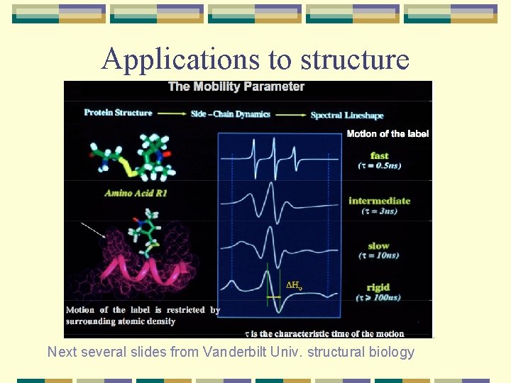 Applications to structure Next several slides from Vanderbilt Univ. structural biology 