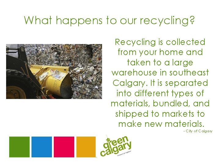What happens to our recycling? Recycling is collected from your home and taken to