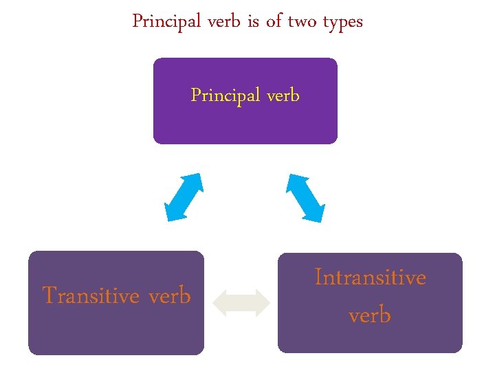Principal verb is of two types Principal verb Transitive verb Intransitive verb 